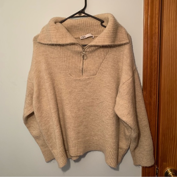 Zara Sweaters - Zara Quarter Zip Knot Sweater Size Large